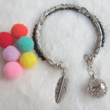 Boho Style Round Beads & Engraved Alloy Leaf Drop with Locket Ball