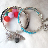 Boho Style Round Beads & Engraved Alloy Leaf Drop with Locket Ball