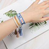 Boho Style Colorful Embroidery Alphabet Bracelet Tassel Wrist Band