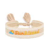 Boho Style Colorful Embroidery Alphabet Bracelet Tassel Wrist Band