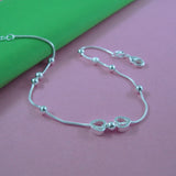 Bohemia Sweet Heart Pendant Anklet 925 Sterling Silver Snake Chain Anklet
