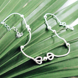Bohemia Sweet Heart Pendant Anklet 925 Sterling Silver Snake Chain Anklet