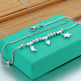 Bohemia 925 Sterling Silver Moon Heart Anklet