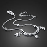 Bohemia 925 Sterling Silver Moon Heart Anklet