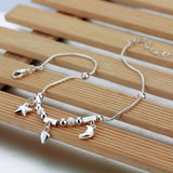 Bohemia 925 Sterling Silver Moon Heart Anklet