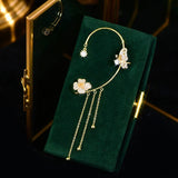 Bohemia Flower Tassel Ear Clip 14K Jewelry