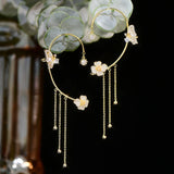Bohemia Flower Tassel Ear Clip 14K Jewelry