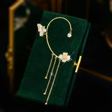 Bohemia Flower Tassel Ear Clip 14K Jewelry