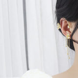 Bohemia Flower Tassel Ear Clip 14K Jewelry