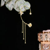 Bohemia Flower Tassel Ear Clip 14K Jewelry