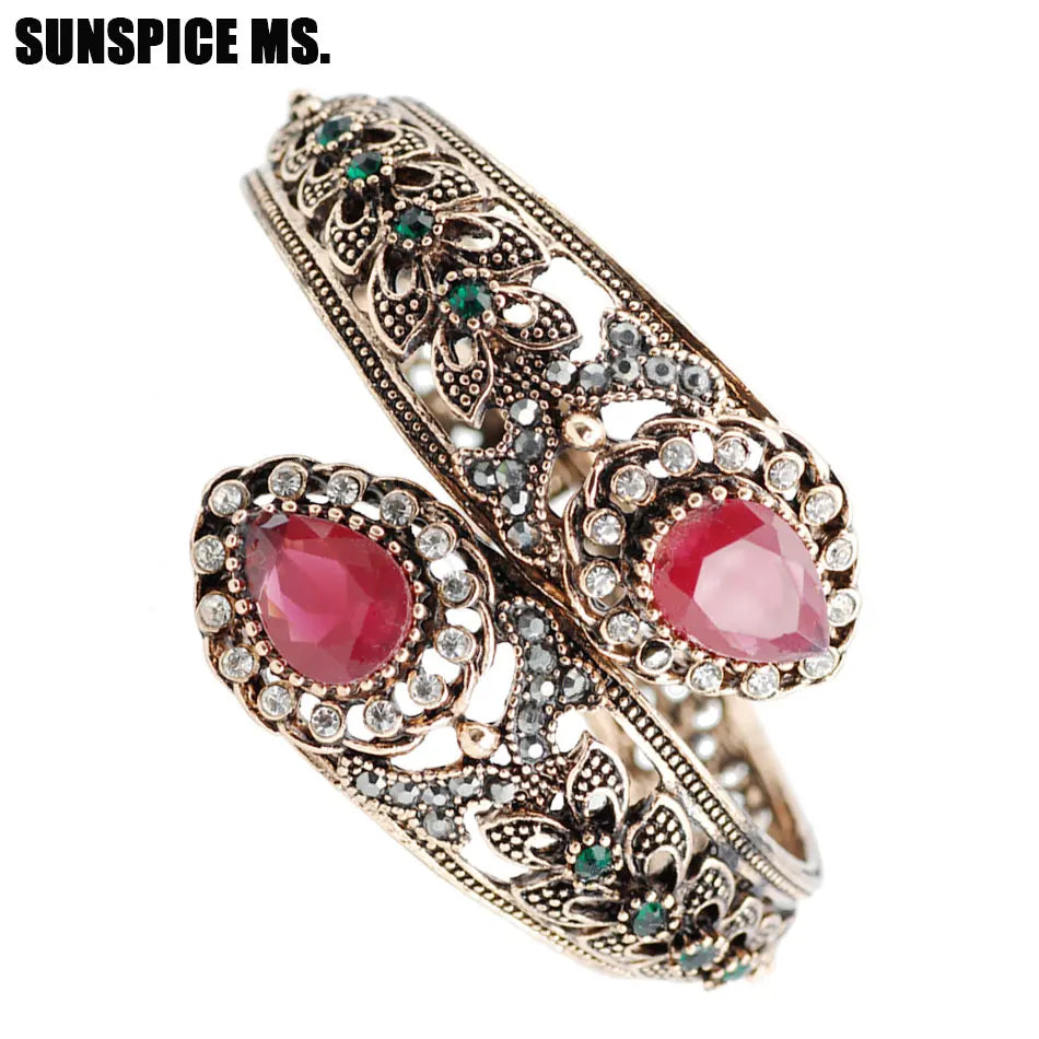 Bohemia Women Bracelet Vintage Flower Resin Bangle Antqiue Turkey Ethni