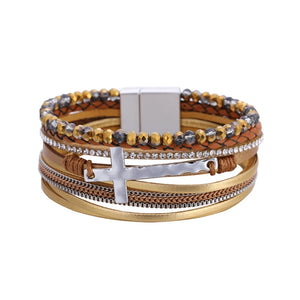Bohemia Women's Crystal Leather Bracelet