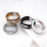 Bohemia Women's Crystal Leather Bracelet