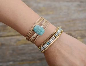 Bohemia Wrap Bracelets Geometric Amazonite Stone Long Friendship Bracelet