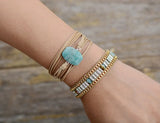 Bohemia Wrap Bracelets Geometric Amazonite Stone Long Friendship Bracelet
