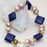 Bohemia Purple Pearl Lapis Lazuli Bracelet 7.5inch