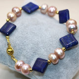 Bohemia Purple Pearl Lapis Lazuli Bracelet 7.5inch