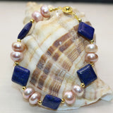 Bohemia Purple Pearl Lapis Lazuli Bracelet 7.5inch