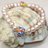 Bohemia Natural Orange Pearl Beads 8-9mm Bracelet DIY Cloisonne Jewelry
