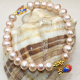 Bohemia Natural Orange Pearl Beads 8-9mm Bracelet DIY Cloisonne Jewelry