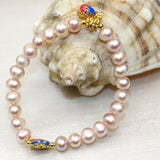 Bohemia Natural Orange Pearl Beads 8-9mm Bracelet DIY Cloisonne Jewelry