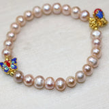 Bohemia Natural Orange Pearl Beads 8-9mm Bracelet DIY Cloisonne Jewelry