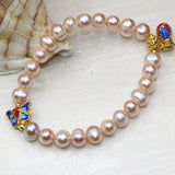 Bohemia Natural Orange Pearl Beads 8-9mm Bracelet DIY Cloisonne Jewelry