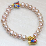 Bohemia Natural Orange Pearl Beads 8-9mm Bracelet DIY Cloisonne Jewelry