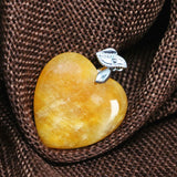 Bohemia Heart Drop Pendant with Yellow Stone Beads for DIY Chain Necklace