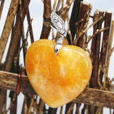 Bohemia Heart Drop Pendant with Yellow Stone Beads for DIY Chain Necklace