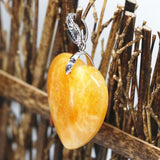 Bohemia Heart Drop Pendant with Yellow Stone Beads for DIY Chain Necklace