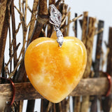 Bohemia Heart Drop Pendant with Yellow Stone Beads for DIY Chain Necklace