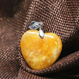 Bohemia Heart Drop Pendant with Yellow Stone Beads for DIY Chain Necklace