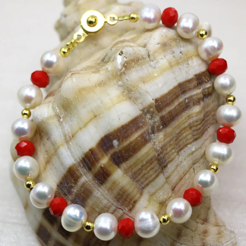 Bohemia 8-9mm Pearl Beads Bracelet for Women DIY Jewelry B2990