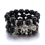 Boho Elephant Wing Love Letter Charm Bracelet