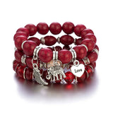 Boho Elephant Wing Love Letter Charm Bracelet