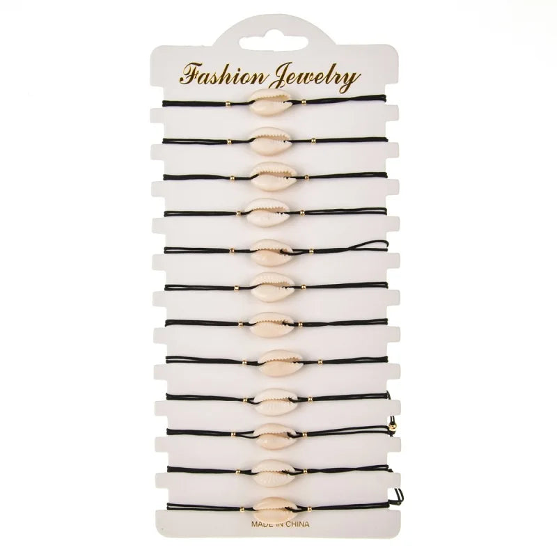 Bohemian Shell Bracelet Set for Women Adjustable Rope Chain Jewelry