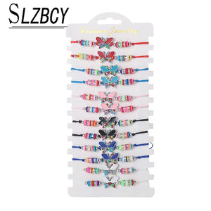Bohemian Butterfly Charms Bracelet 12pcs/Set Women Adjustable Wristband