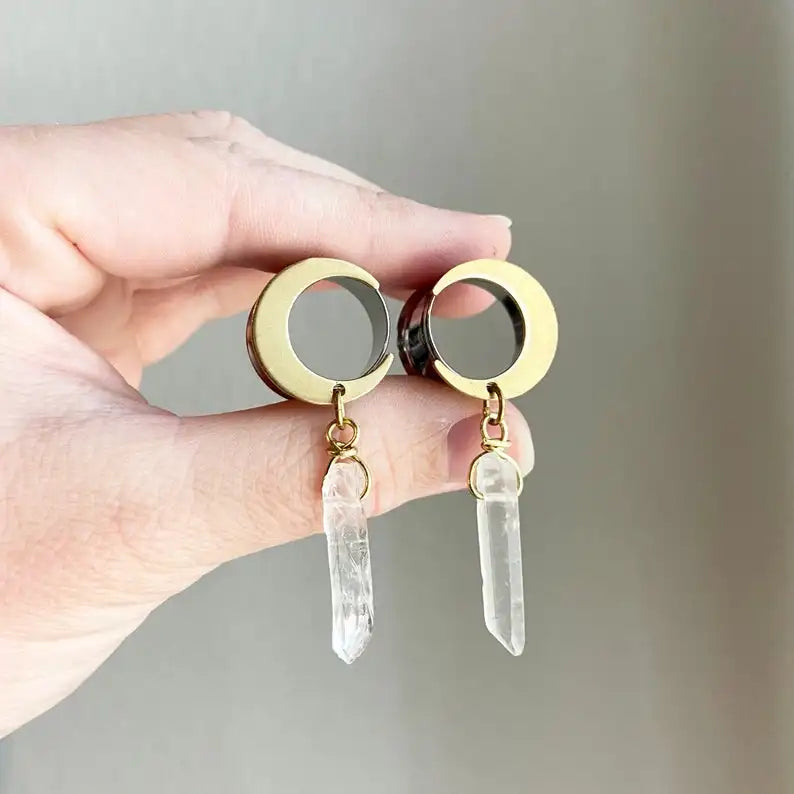 Bohemian Moon Quartz Plugs Stainless Steel