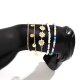 Colorful Metal Daisy Chain Rice Beads Bracelet with Pendant