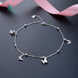 925 Silver Butterfly Anklet Vintage Yoga Beach Barefoot Sandals