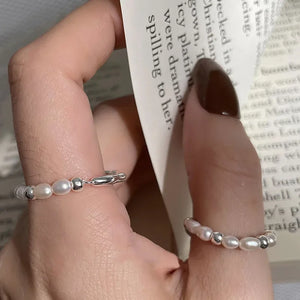 925 Silver Geometric Pearls Ring for Women