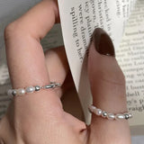 925 Silver Geometric Pearls Ring for Women