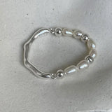 925 Silver Geometric Pearls Ring for Women