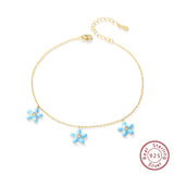 925 Silver Ankle Chain with Diamond Starfish Anklet