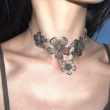 Patchwork Flowers Pendant Necklace Boho Vintage Choker