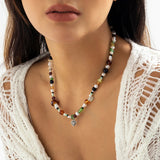 Bohemian Acrylic Pearl Pendant Necklace for Women - Summer Beach Choker Jewelry