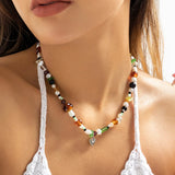 Bohemian Acrylic Pearl Pendant Necklace for Women - Summer Beach Choker Jewelry