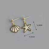 Bohemian Asymmetry Starfish Earrings CZ Drop Seaside Jewelry