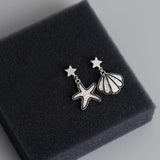 Bohemian Asymmetry Starfish Earrings CZ Drop Seaside Jewelry